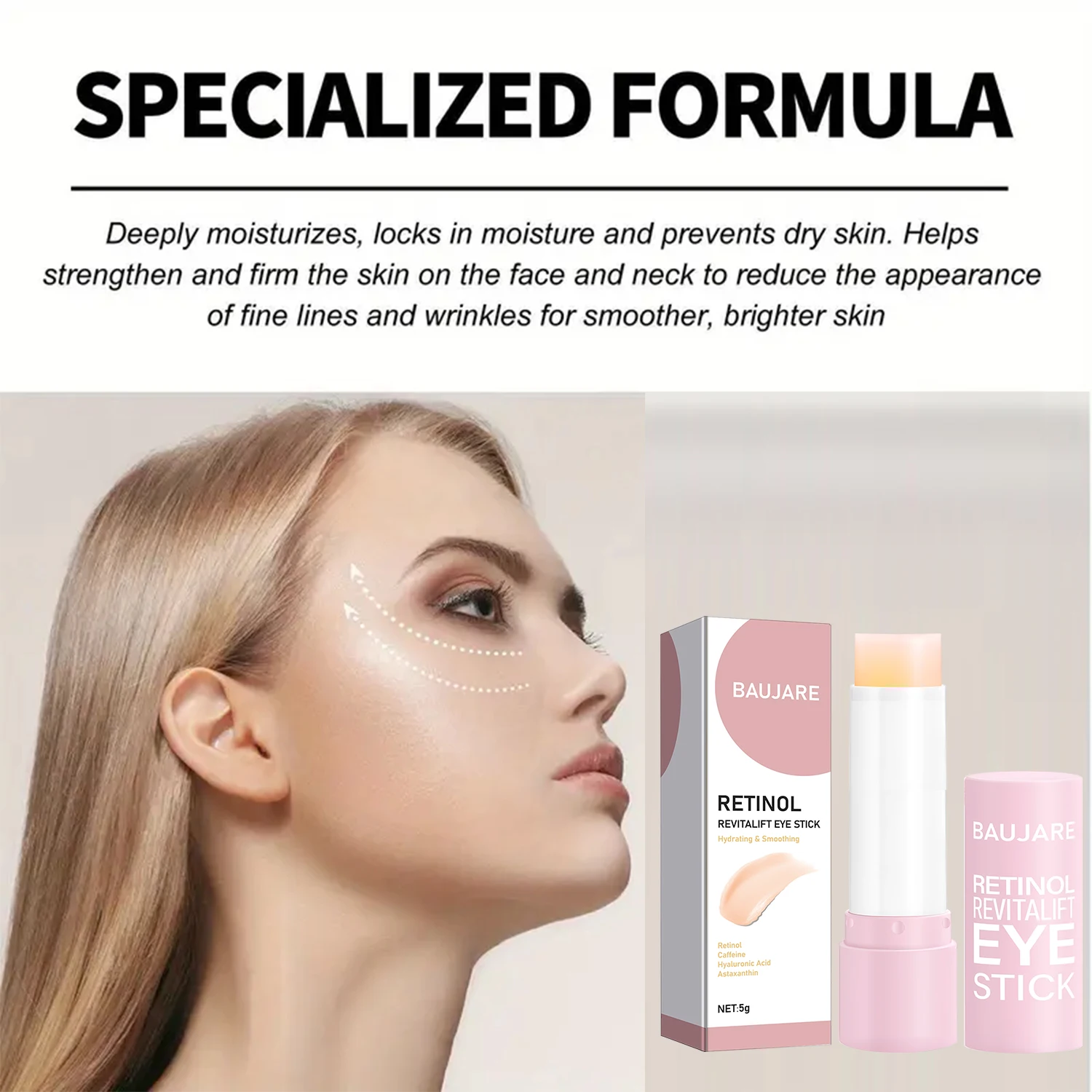 Retinol Revitalift Eye Stick, Caffeine & Hyaluronic Acid-Infused, Light Texture Moisturizes for Elastic, Smooth Eye Skin