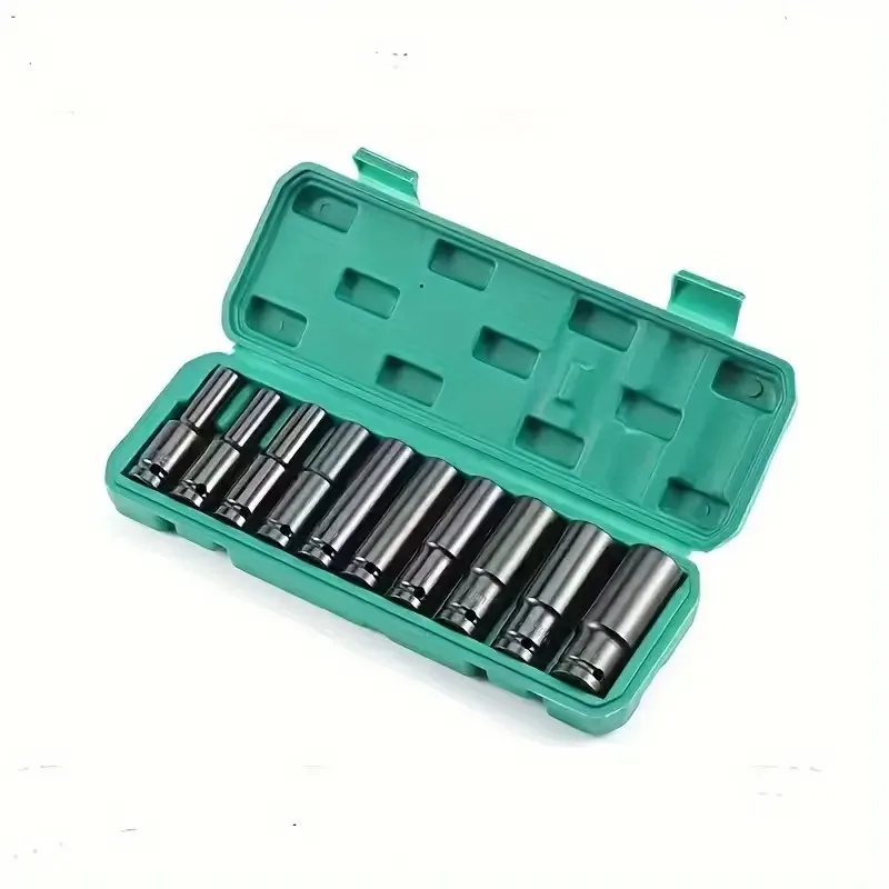 10pcs Set 1/2 Inch Electric Wrench Socket Head Pneumatic Socket Lithium Electric Wrench Hexagonal Opening Extension