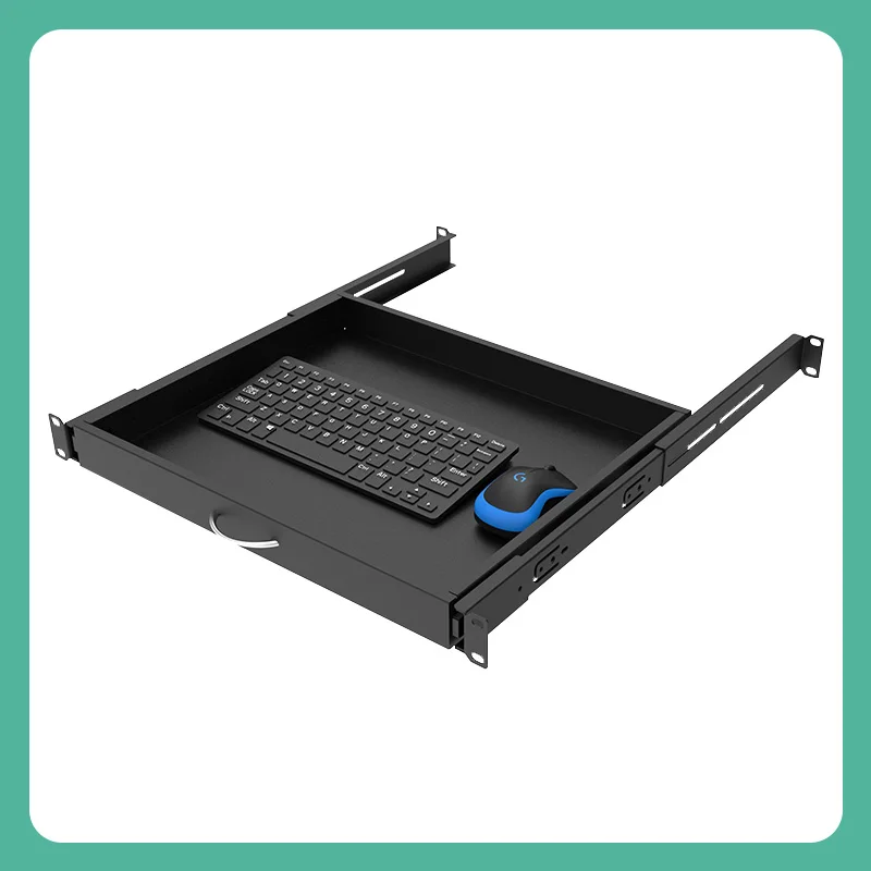1U Drawer Keyboard Tray for Network Cabinets, Heavy Duty Sliding Shelf, Server Rack Keyboard and Mouse Organizer