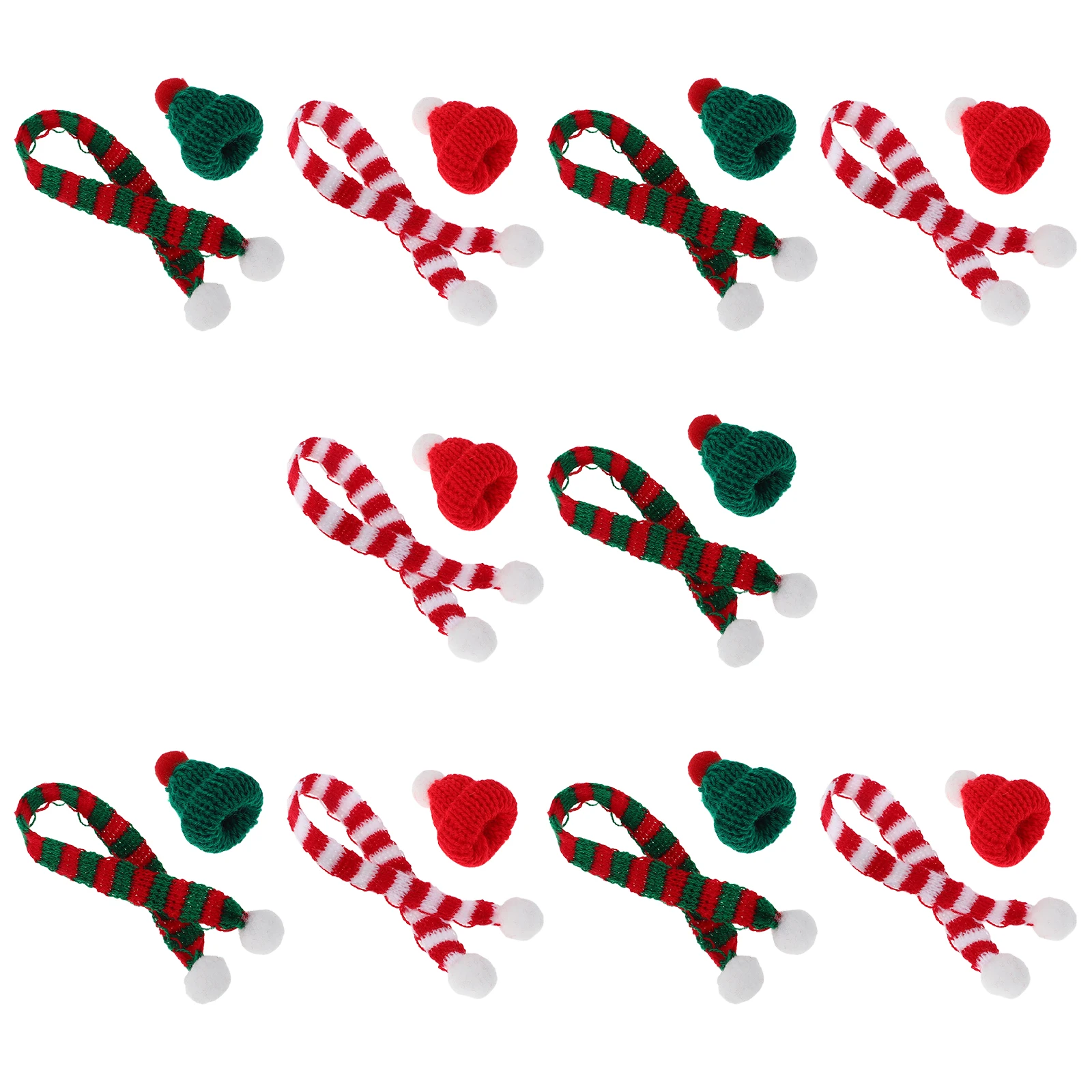 

20pcs Mini Christmas Hats Scarves House Decor Lollipop Candy Pet Diy Craft Accessories Tree Ornament Gifts