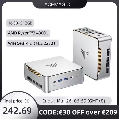 ACEMAGIC P2 Mini PC AMD Ryzen 4300U (Up to 3.7GHz) 16GB RAM 512GB SSD Triple 4K Monitor Support Mini Desktop Computer WiFi 6