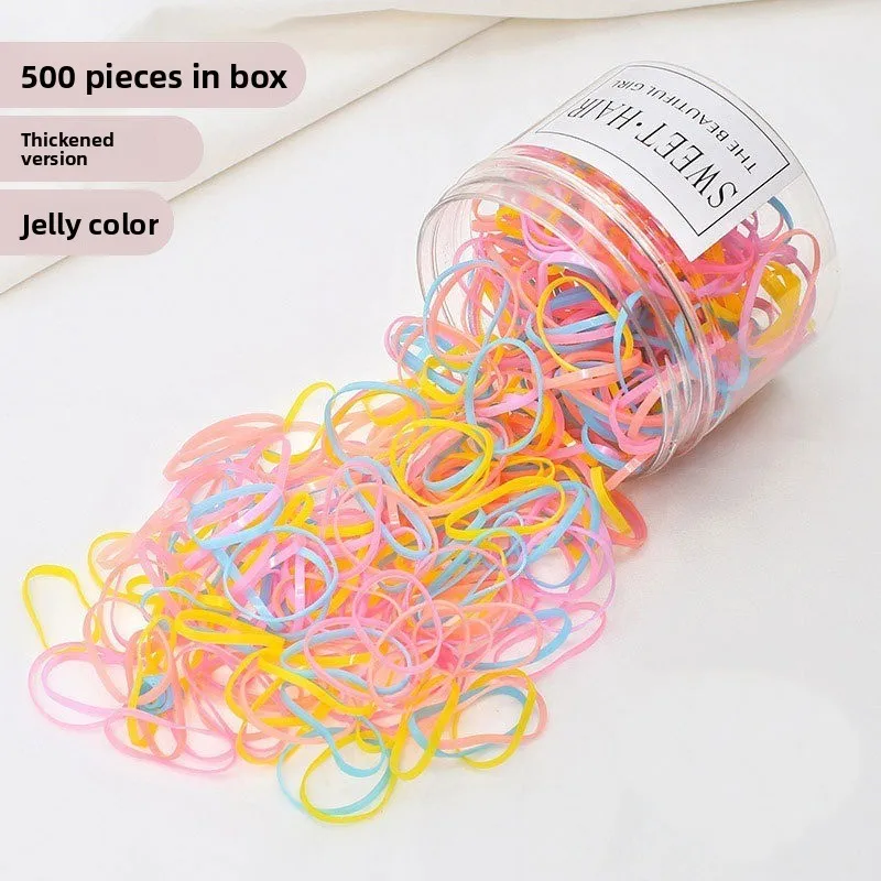 Elastici per capelli in scatola di nuovo stile: cerchi elastici colorati grandi neri, piccole fasce usa e getta per bambini resistenti alla trazione, per l'uso quotidiano