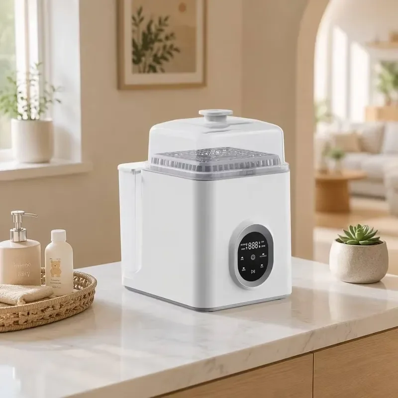 Automatic 4 in 1 Baby Bottle Sterilizer and Dryer with Steam Disinfection Hot Air Drying Function Large Capacity Storage Box