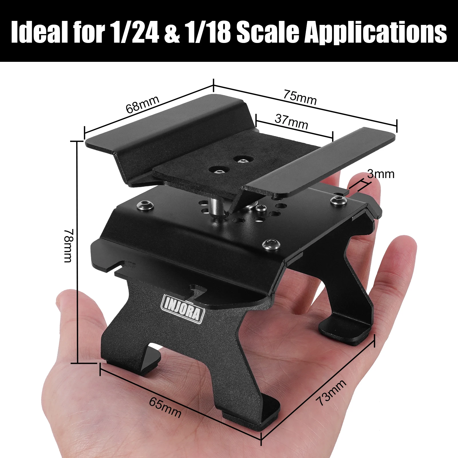 INJORA Aluminum RC Car Stand with Shock Holder for 1/24 1/18 RC Crawler SCX24 TRX4M FCX18 FCX24