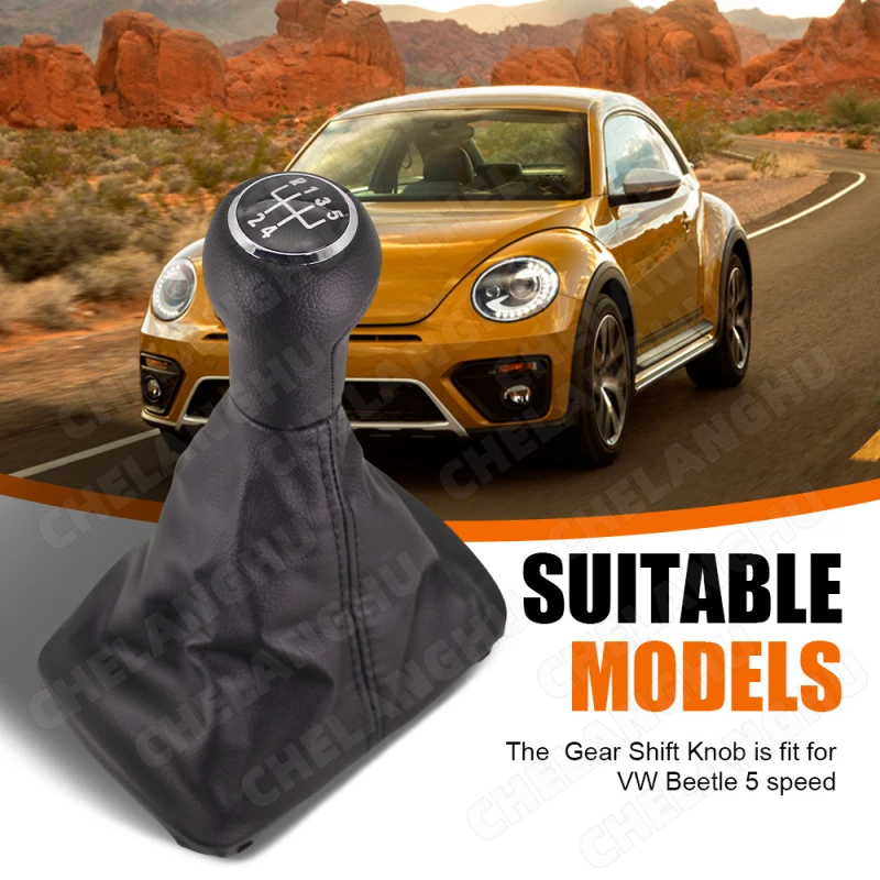 

For VW Beetle 1998 1999 2000 2001 2002 2003 2004 2005 2006 2007 2008 2009 2010 New 5 Speed Gear Stick Shift Knob PU Leather boot