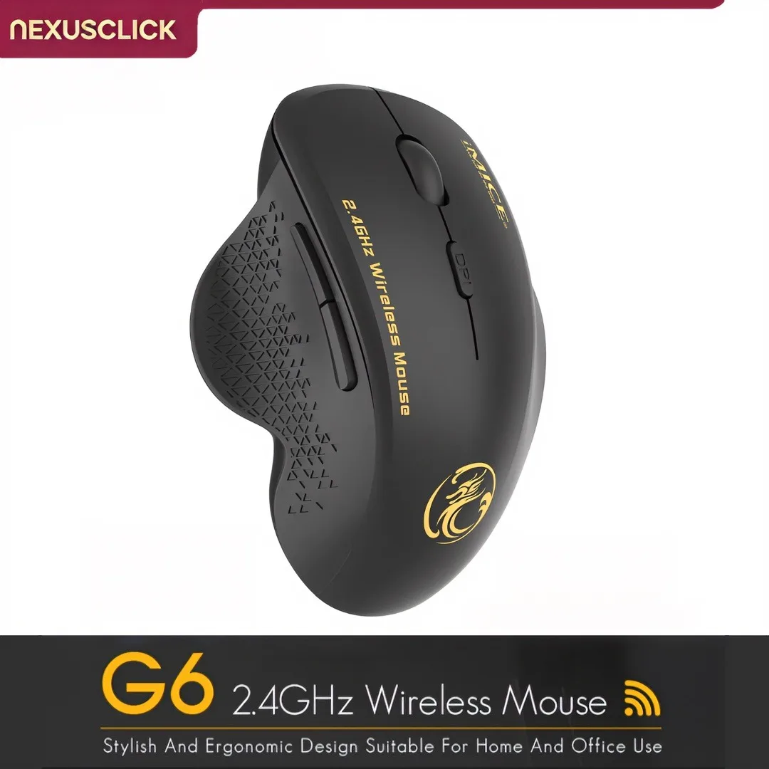 NexusClick 2.4G Wireless Silent Click Mouse,3 Adjustable DPI 6 Buttons Power Saving USB Plug Play Mice For Laptop Office Gaming