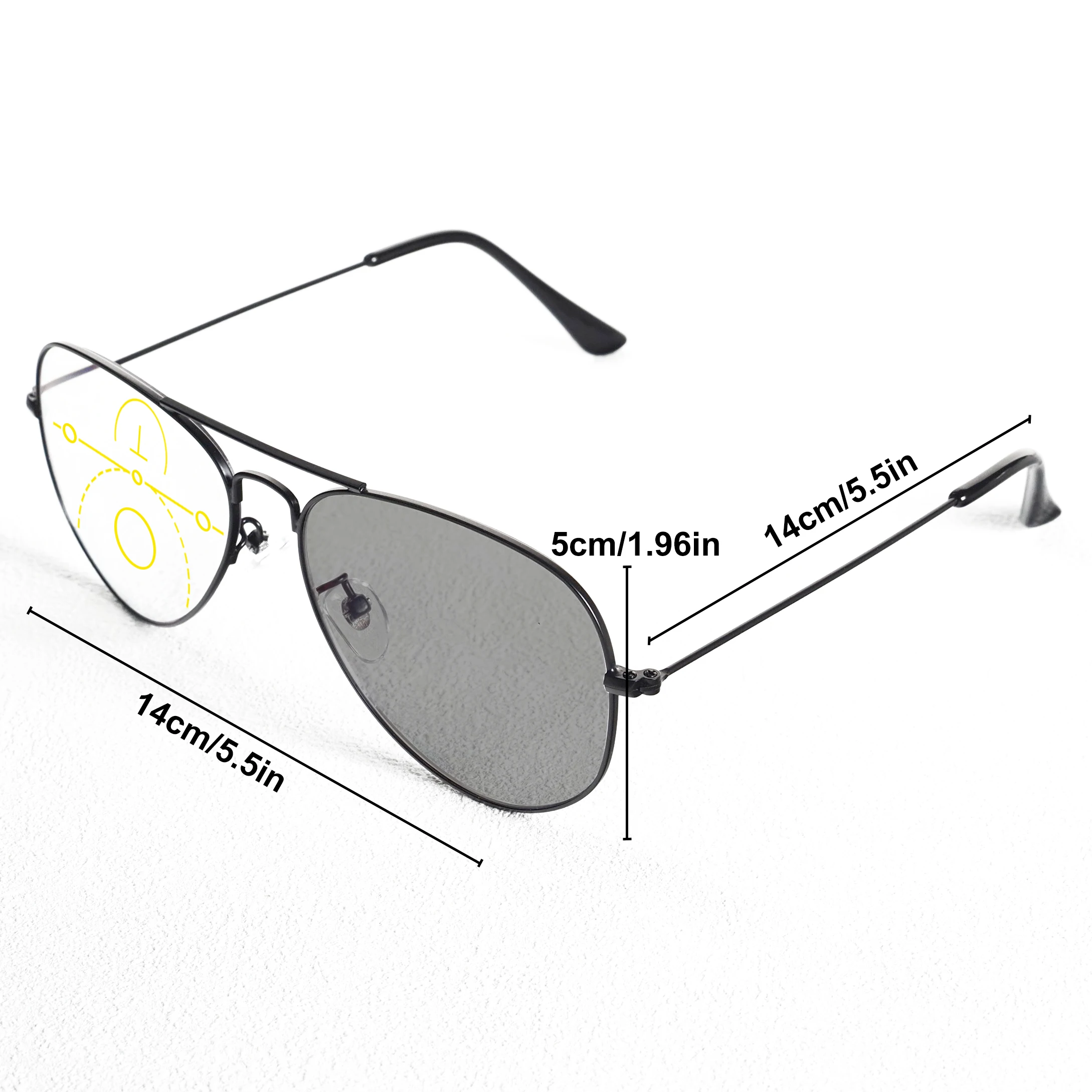 Photochrome, progressive Multifokal-Lesebrille, stilvoller großer Aviator-Rahmen, klare Sicht, angenehm zu tragen, geeignet für Männer und Frauen. – Detail 1