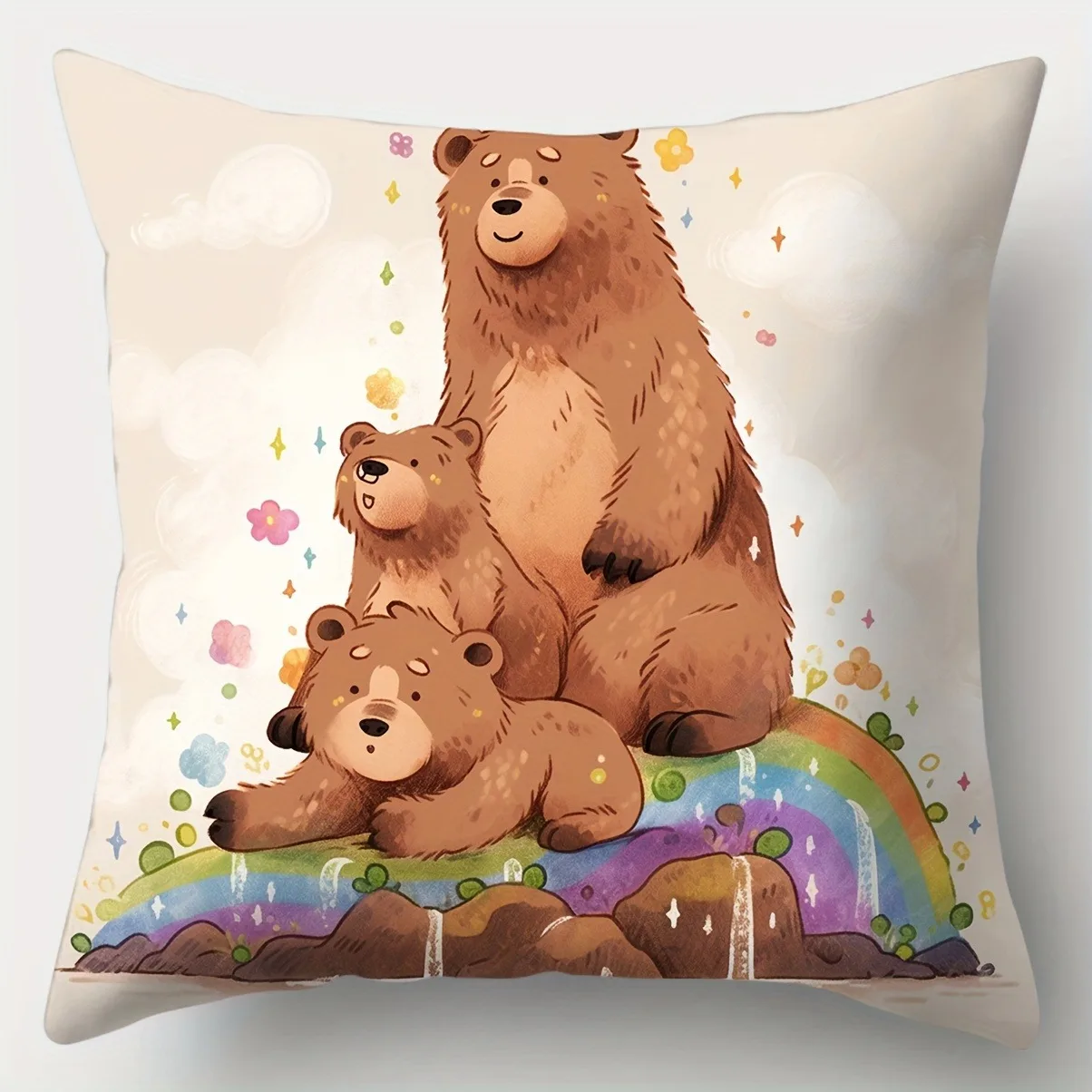 New Cute Bear Polyester Pillowcase Home Decoration Pillowcase Living Room Sofa Decoration Zipper Cushion Cover image 2