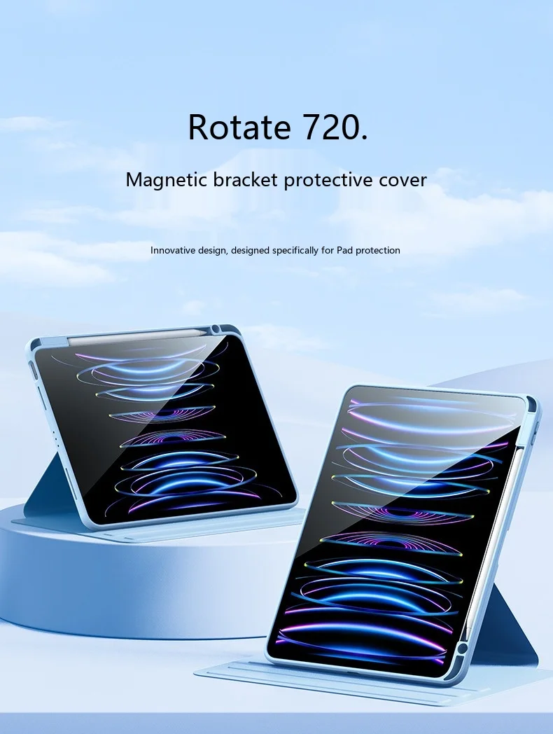 Für iPad 11 10,9 10,2 9,7 Zoll Magnetische Abnehmbare Acryl 720° Drehbare Stoßfeste Schutzhülle mit Schlaf-Wach-Funktion – Detail 1