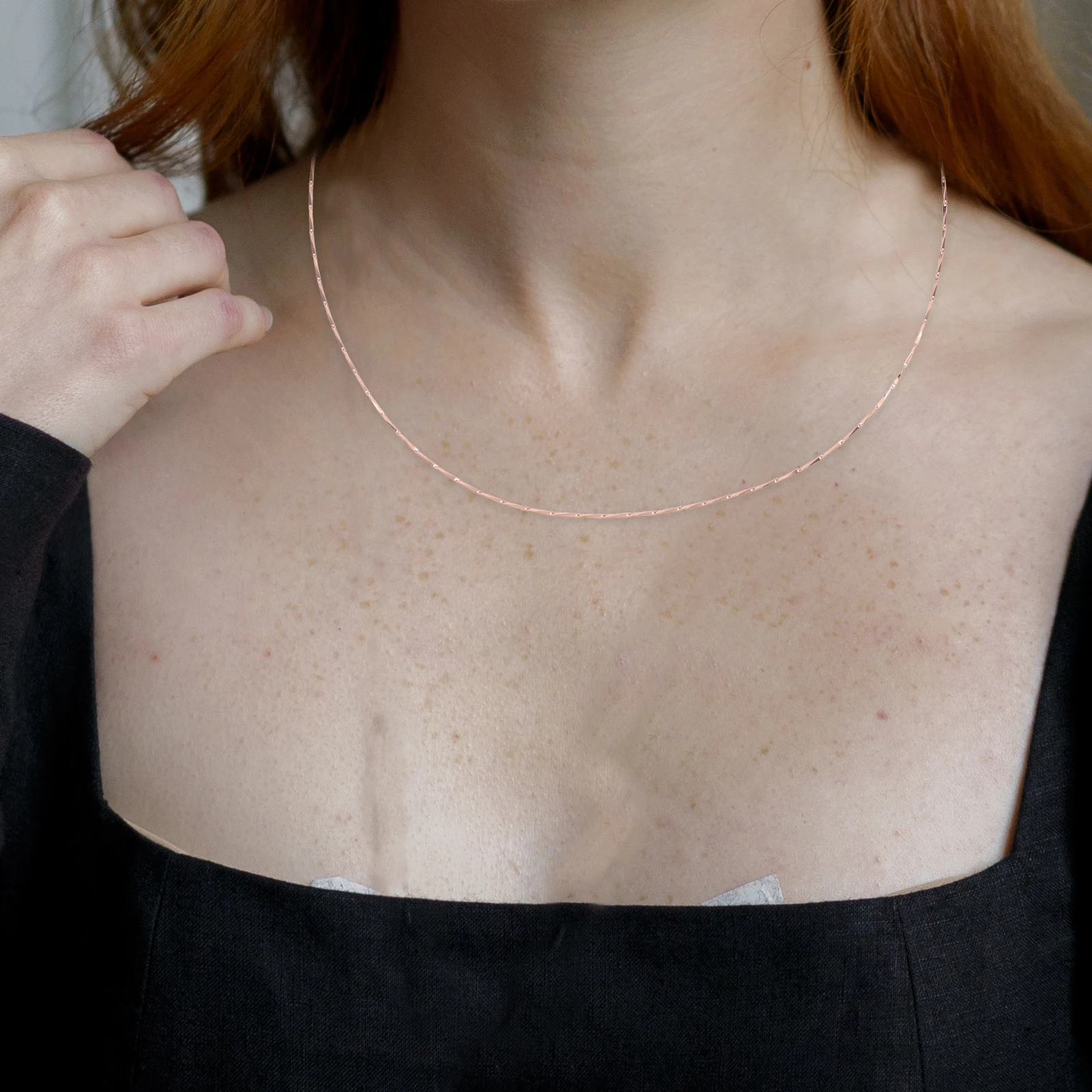 

6pcs Copper Necklace Set Elegant Choker Chains for Women DIY Jewelry Making Supplies Thin Long Rose Gold Bracelet Chain