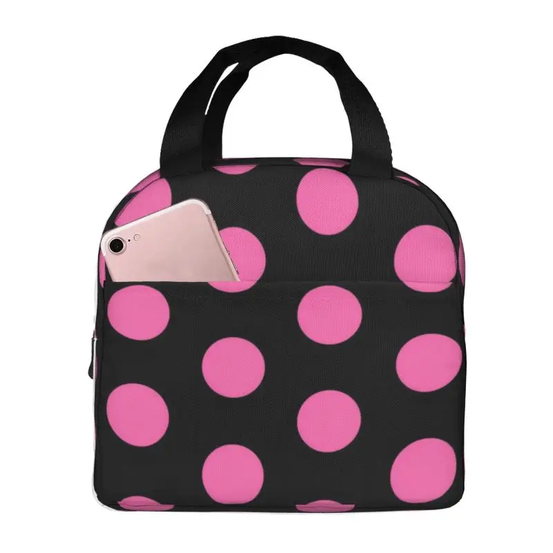 Polka Dots Pattern Print Insulated Thermal Bag Lunch bag Foods Drink Storage Leakproof Picnic Camping Bags Box beach