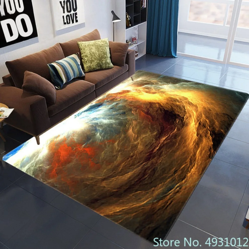 2023 3D Galaxy Space Stars Carpet For Living Room Coffee Table Sofa Bed Bedroom Floor Mat Washable Large Anti-slip Rug