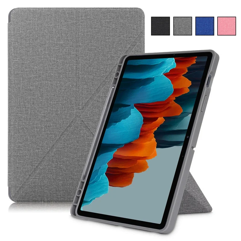 

Smart Cover For Funda Samsung Galaxy Tab S7 Fe Case with Pencil Holder Soft Fabric Stand Tablet For Galaxy Tab S8 S7 Plus Case