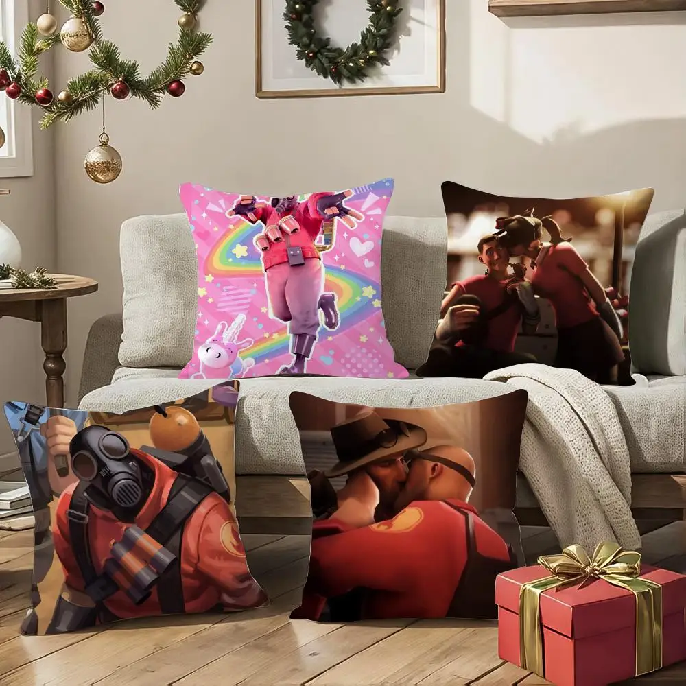 Game Hot T-Team F-Fortress 2 TF2 Cushion Cover Ultra Soft Skin Friendly Fabric Cloud Like Comfort & Concealed Zipper