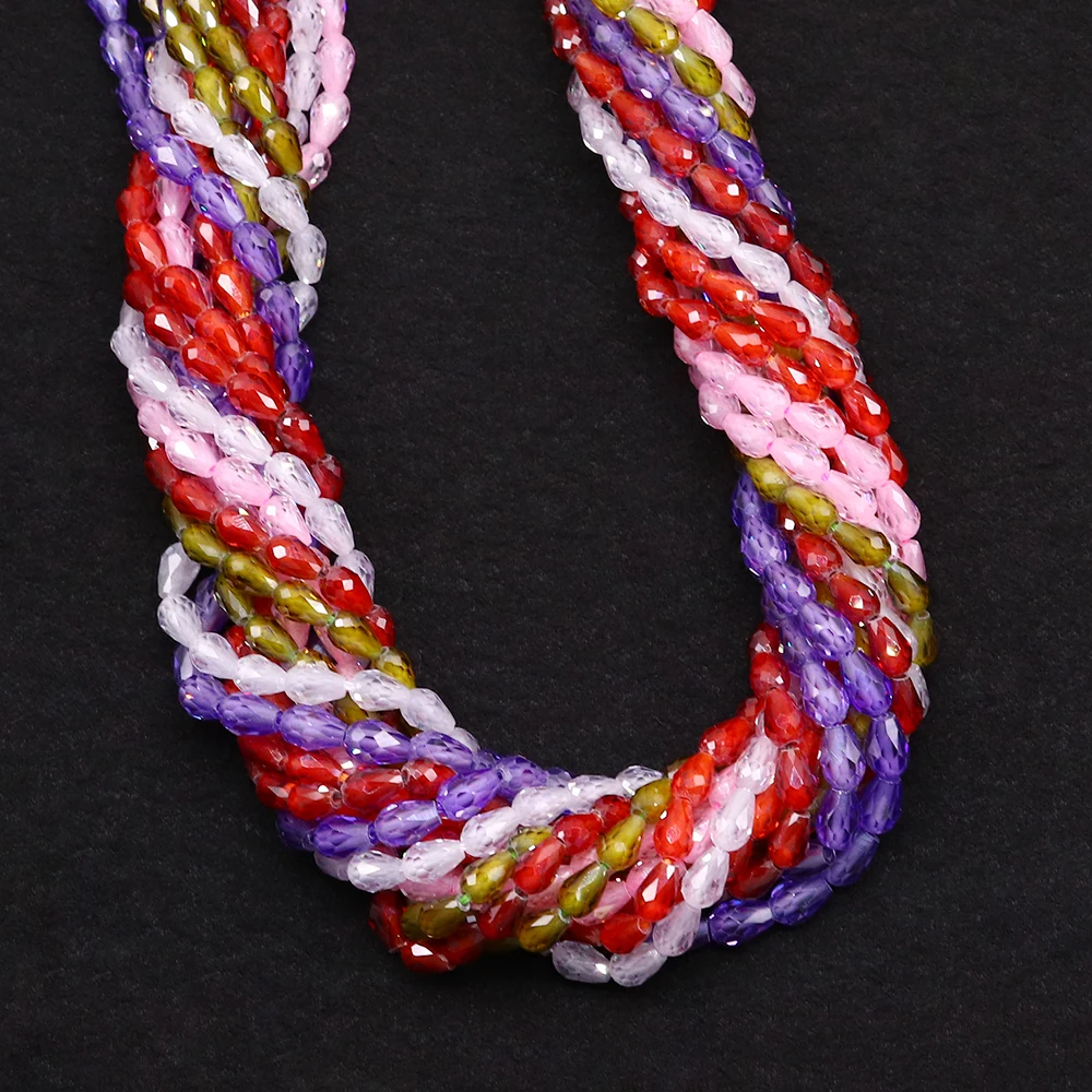 

Drop-shaped Natural Stone Zircon Bead Faceted Semi-precious Stone Straight Hole Loose Bead DIY Exquisite Necklace Bracelet Gift