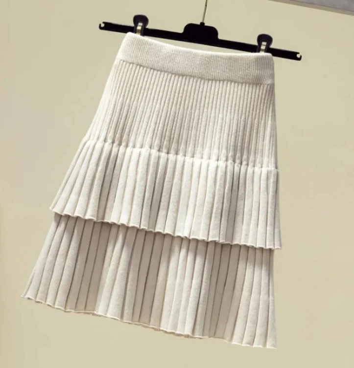 

Модная женская юбка-тортик с высокой талией в корейском стиле, вязаное мини-платье на весну и осень