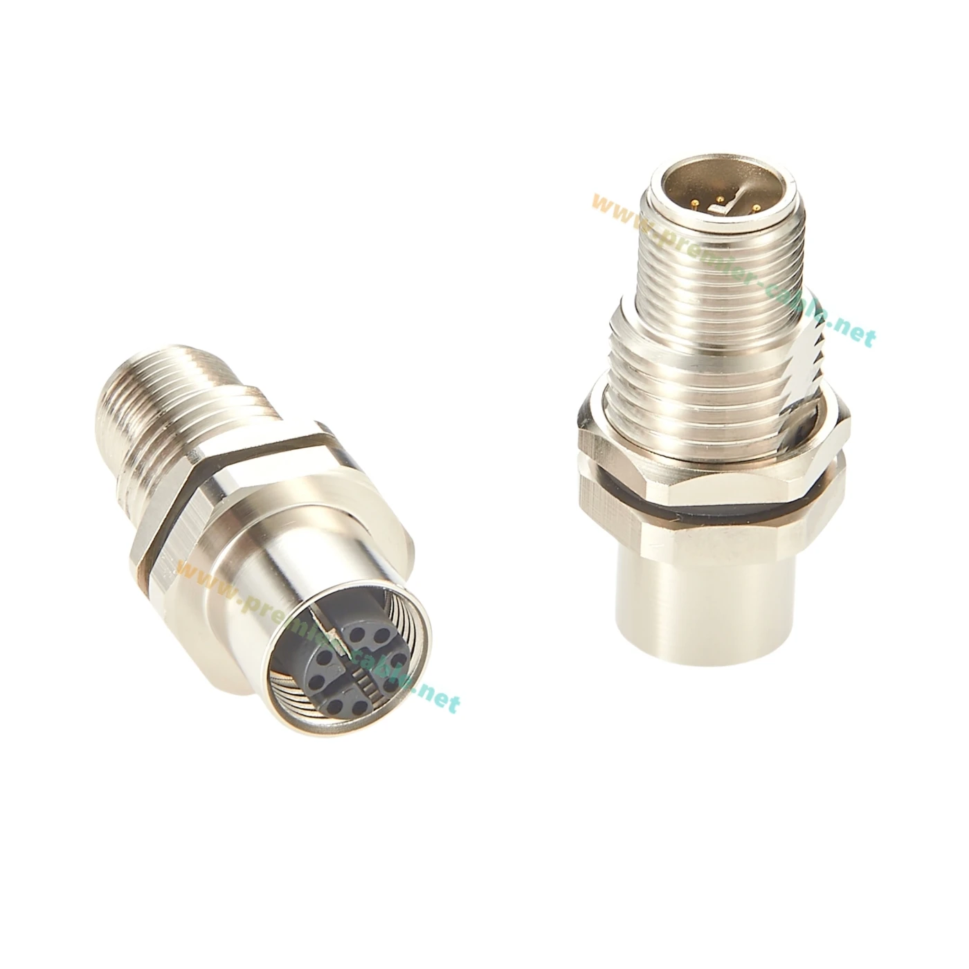 M12 X código 8 pines macho a hembra mamparo conector Circular IP67 blindado 10Gbps Cat6A Ethernet adaptador de montaje en Panel