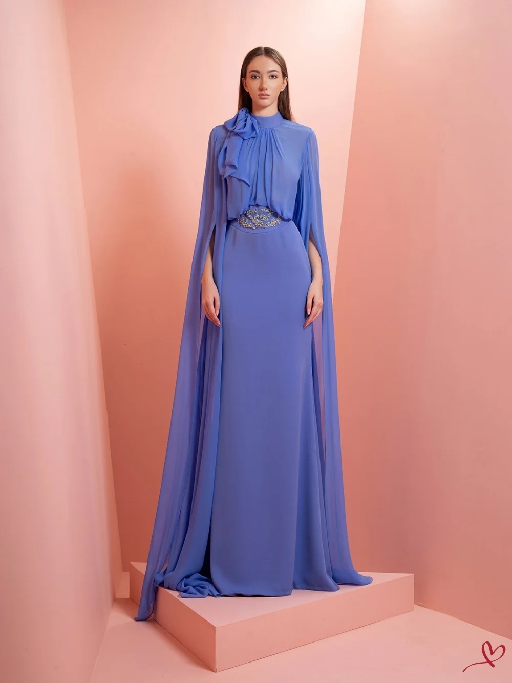 

Вечернее платье GraceProm с воротником-стойкой, королевское синее шифоновое ковровое платье трапециевидной формы с украшением на талии, вечернее платье فساتين سهرة