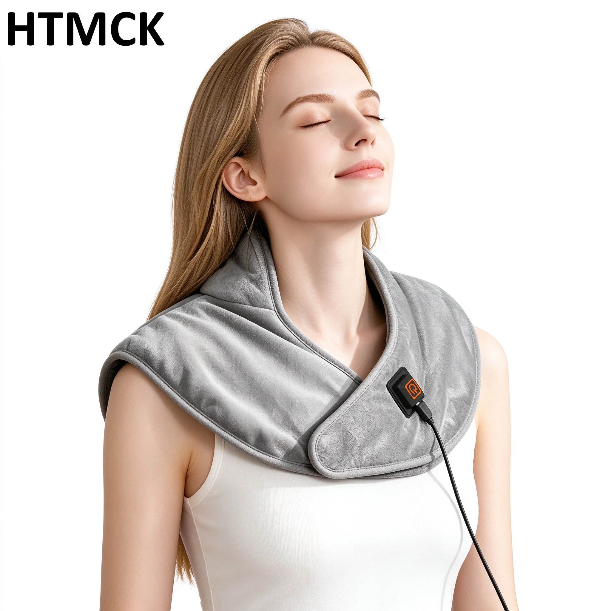 HTMCK USB Heated Back Wrap Electric Heating Shoulder Neck Pad with 3 Heat Levels Soft Hot Compress Fast Heated Pad for Neck