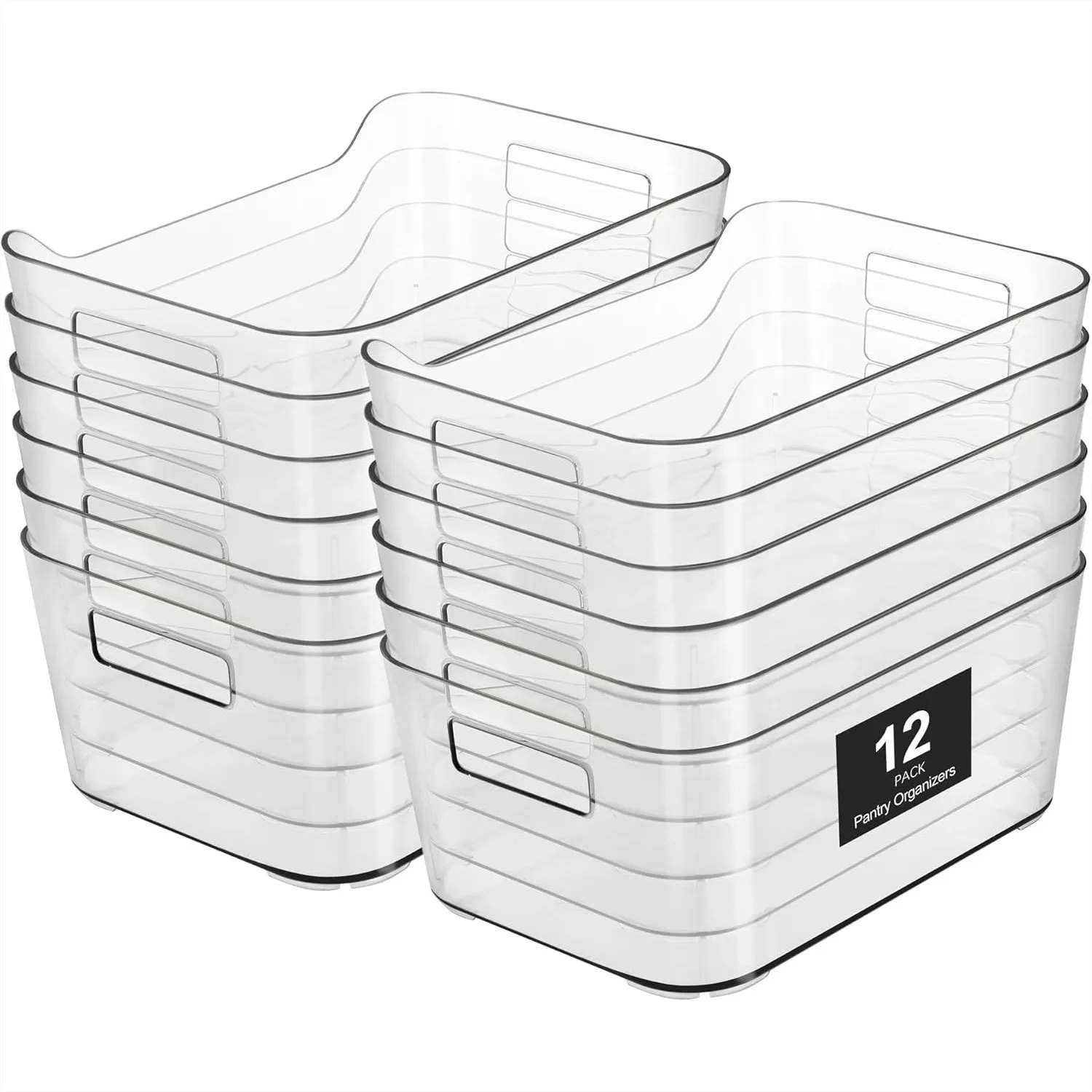 

Прозрачные пластиковые контейнеры для хранения, 12 штук, универсальные органайзеры для кухни, кладовой, офиса, холодильника, шкафа, полок