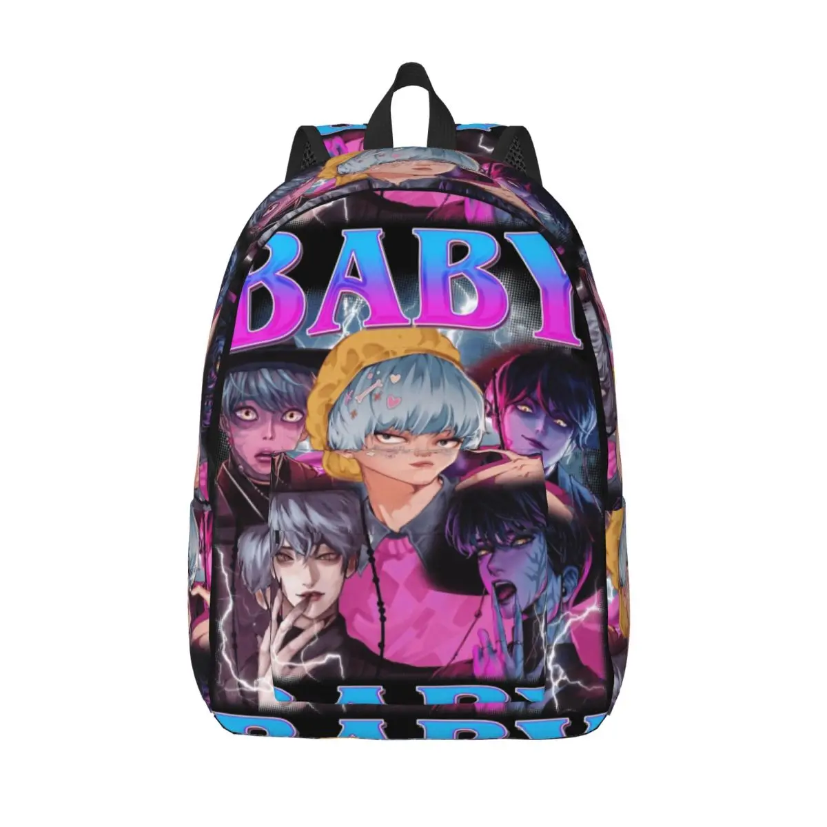 

Kpop Demon Hunters BABY Saja Рюкзак для мальчиков Унисекс Полиэстер Рюкзаки в уличном стиле Большие школьные сумки Kawaii Рюкзак