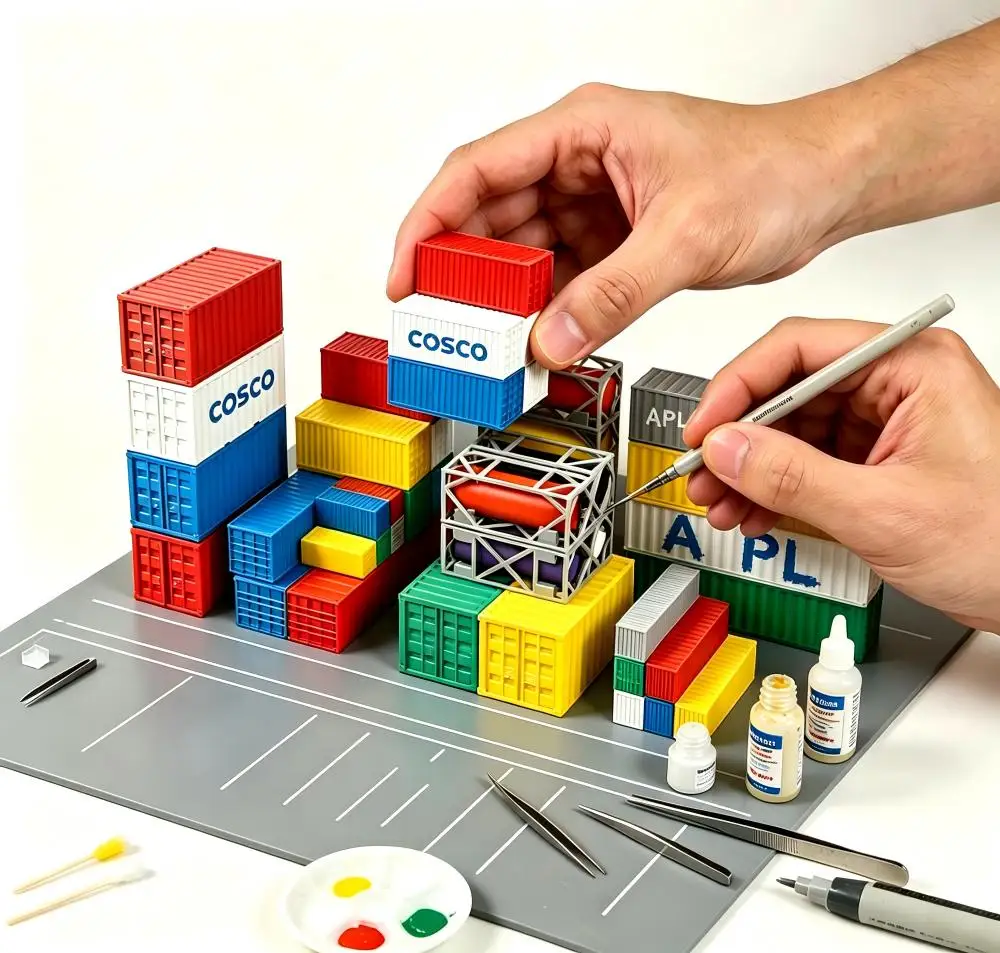 3D Printed Color Container Model Multiple Scale 40T Shipping Diorama Prop For Railway Port Logistics Scene Layout DIY Building
