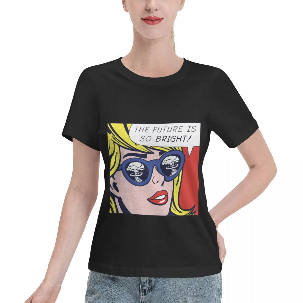 T-shirt pour femme Skin Safe Pop Optimistic Girl, haut élégant et confortable