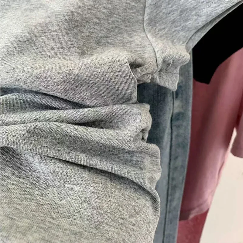 Fanan ريترو القوس الدانتيل قصيرة الأكمام تي شيرت امرأة Y2K جولة الرقبة خياطة تصميم أعلى المرأة الصيف الكورية سليم صالح اقتصاص تيز #5