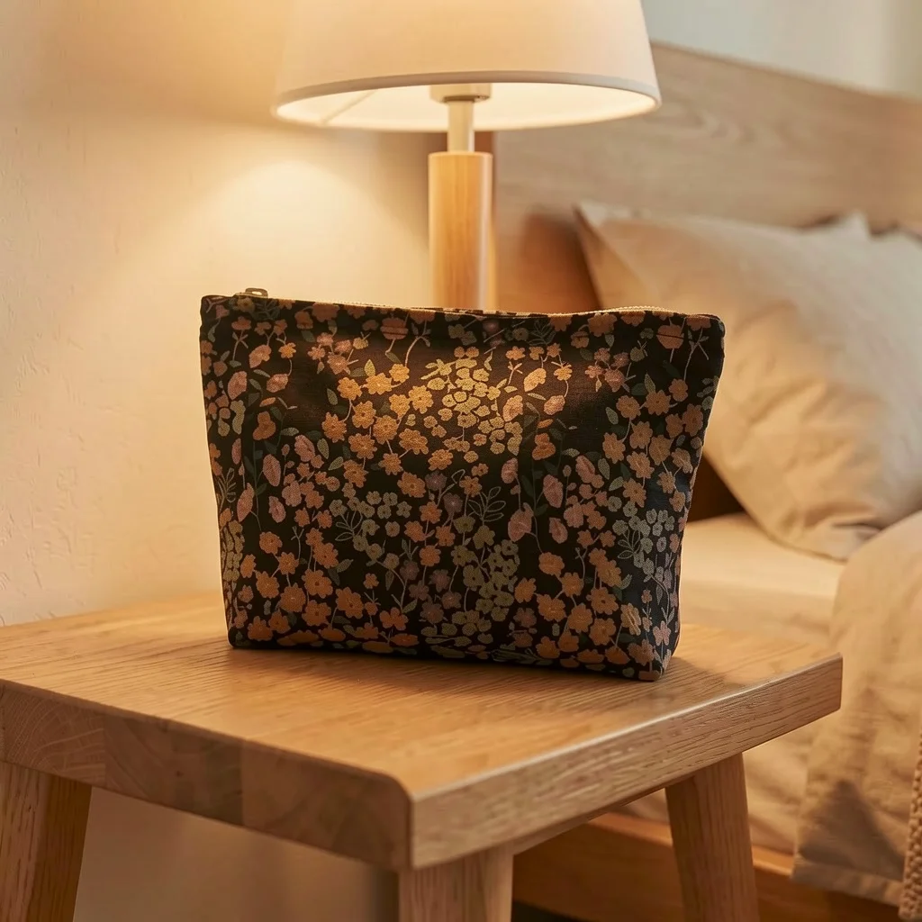 Cosmetic Storage Bag Jacquard Zipper Cosmetic Bag Travel Makeup Bag Large Capacity For Women Skincare Product Storage Vanity