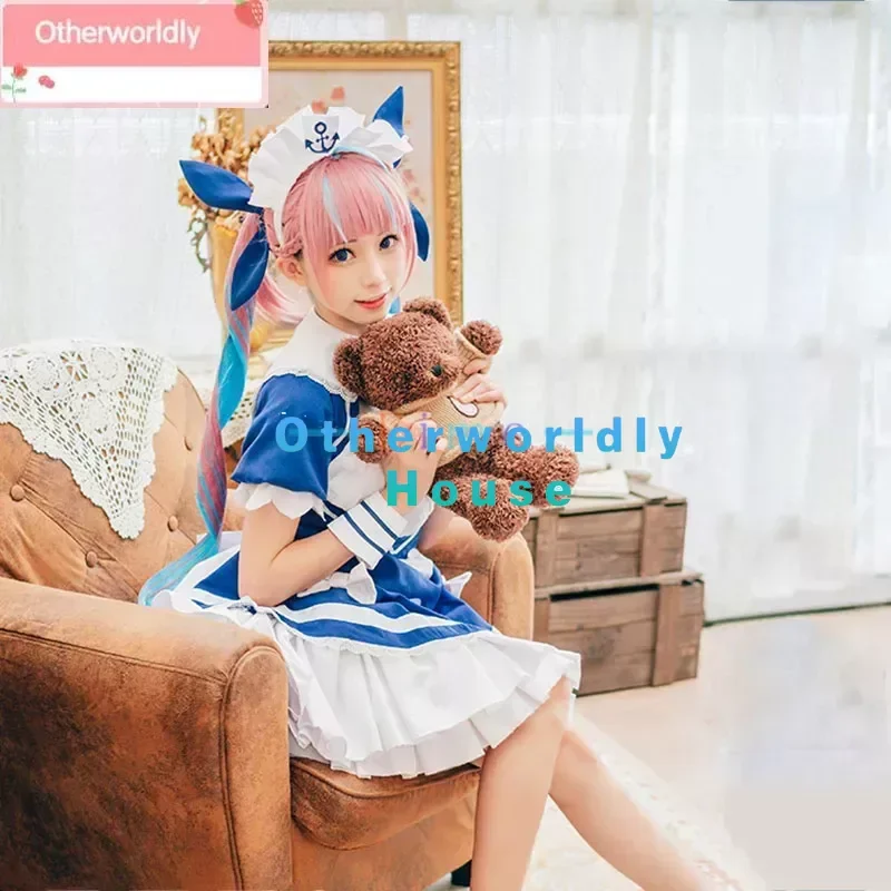 

Vtuber Minato Aqua Cosplay Costume Women Cute Maid Dress Halloween Carnival Party Uniforms YouTuber Outfits Custom Made