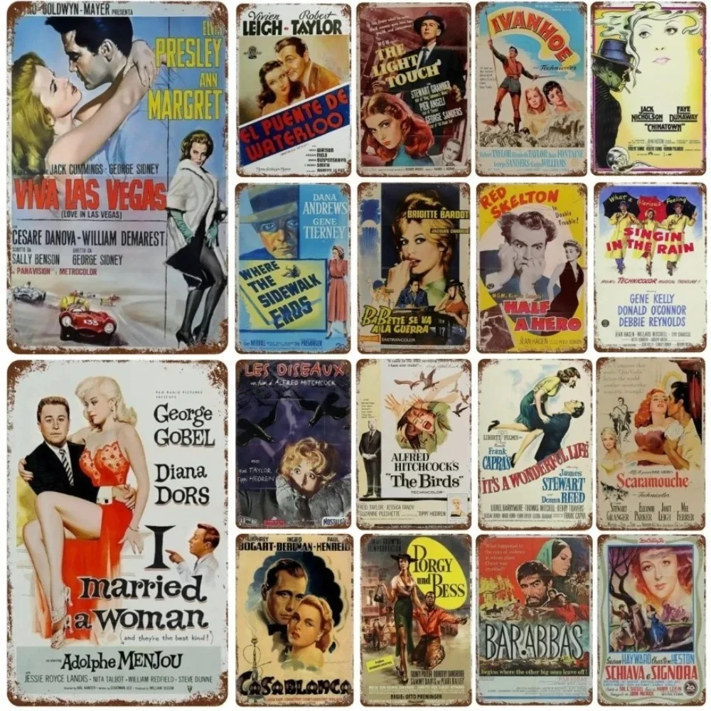 Vintage metal signage, classic movie themed metal wall decoration, home bar, coffee shop, audio-visual room wall decoration