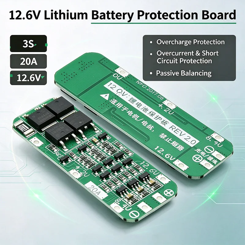 3S 20A 12.6V BMS Protection Board with Auto Recovery for 18650 26650 Li-ion Li-polymer Cell Pack DIY Assembly