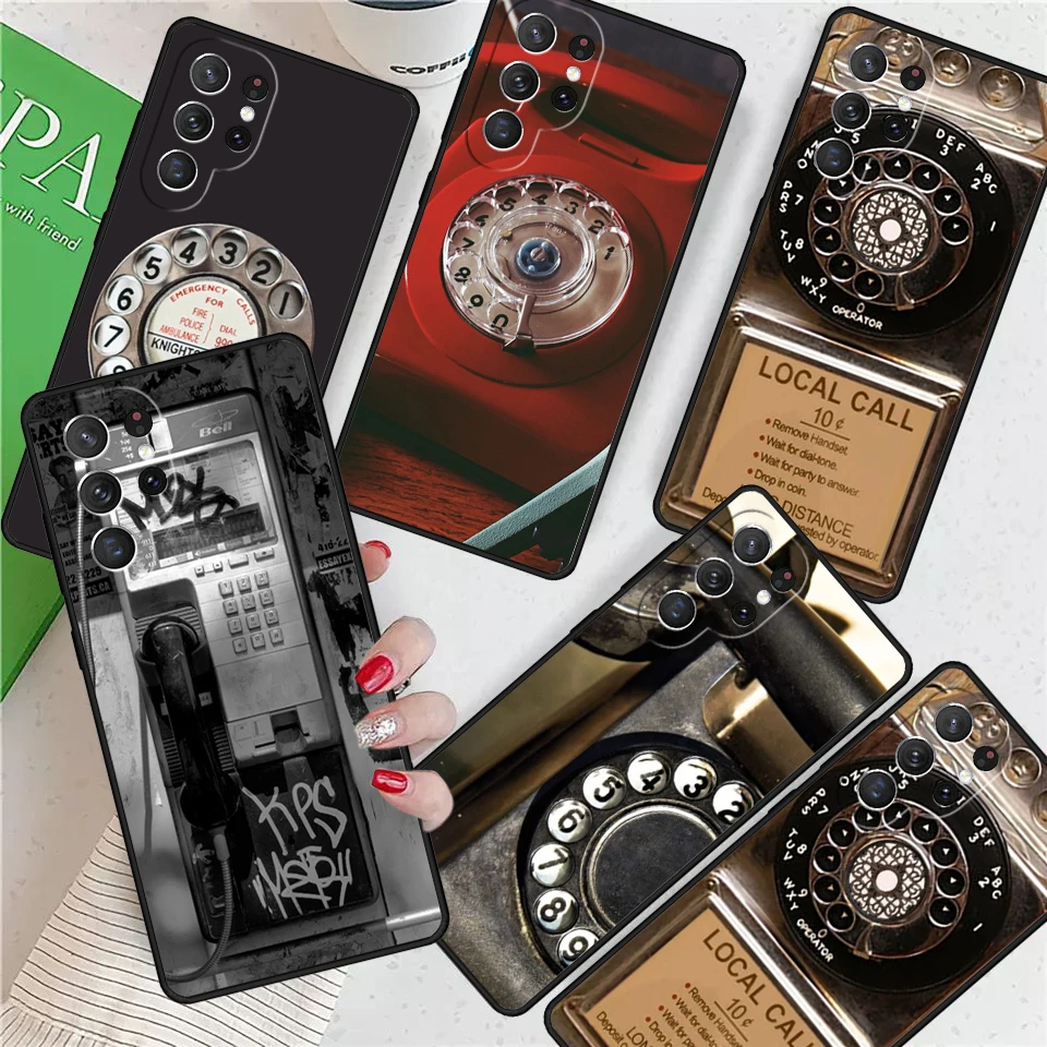 Retro rotary dial telephone For Samsung Galaxy S24 Ultra S21 S22 S8 S9 S10 5G Note 10 20 Plus FE S23 Phone case Cover Coque