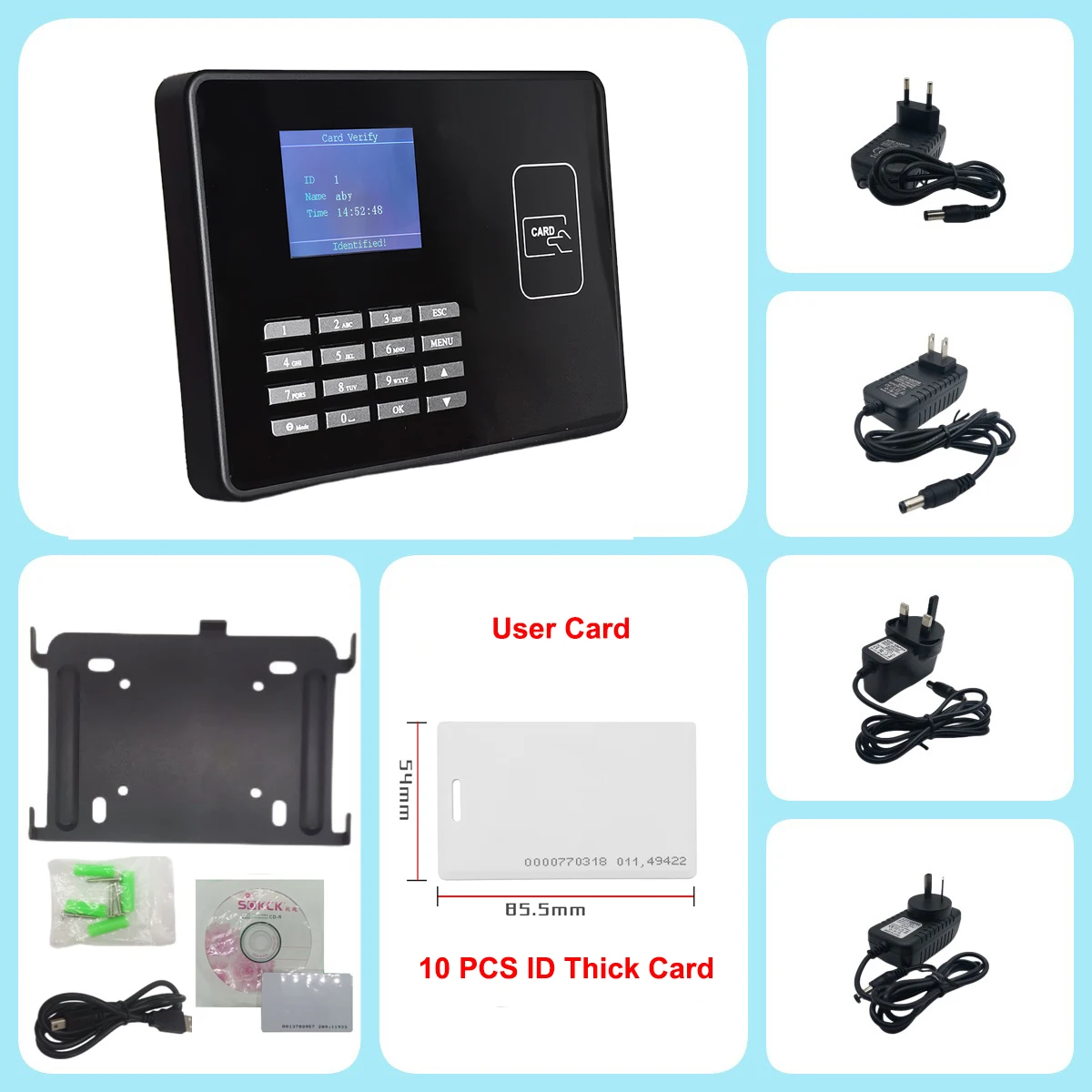 WiFi Proximity RFID IC NFC Card Time presenze Machine Smart Card Clock System assistenza al controllo dei dipendenti con opzione batteria