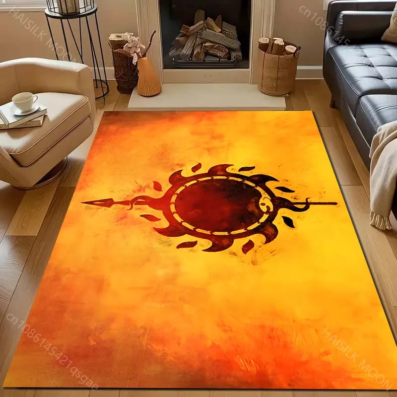 Multiple sizes Fiery background, sun symbol Carpet for Living Room Bedroom Sofa Home Decor Rus Non-slip Floor Mat Luxury Gift