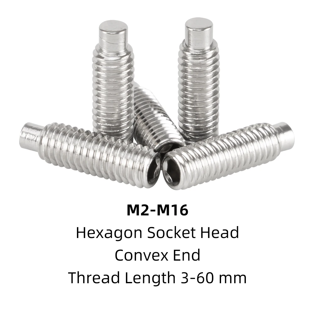 Sekrup Set Soket Heksagonal Ujung Cembung M2.5 M3 M4 M5 M6 M8 M10 M12 M16 304 Sekrup Tanpa Kepala Baja Tahan Karat untuk Kunci Pas Allen