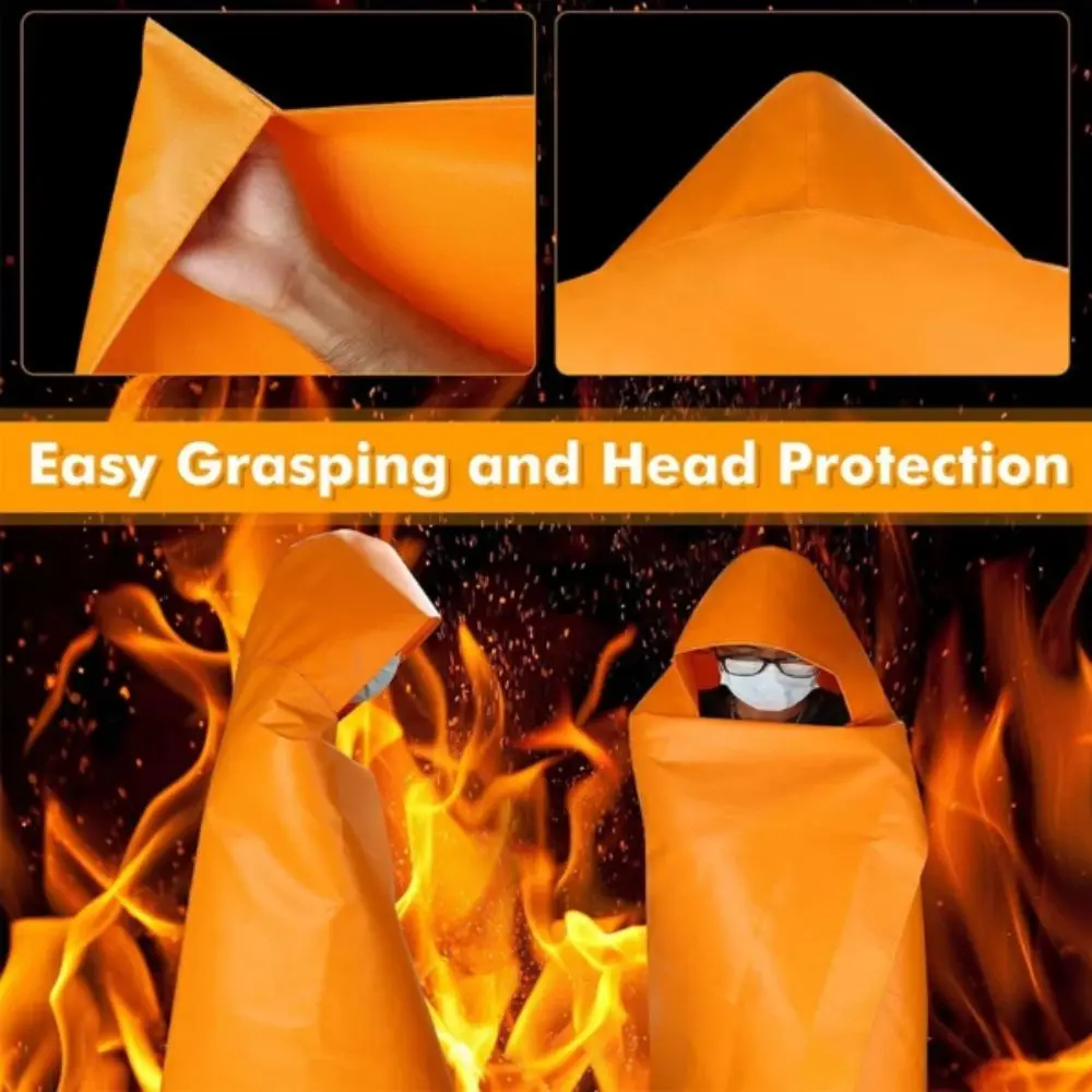 Adult Size Fire Escape Cape Full Body Protection Double-layer Home Fire Cape Lightweight Heat Resistant Escape Cape Children