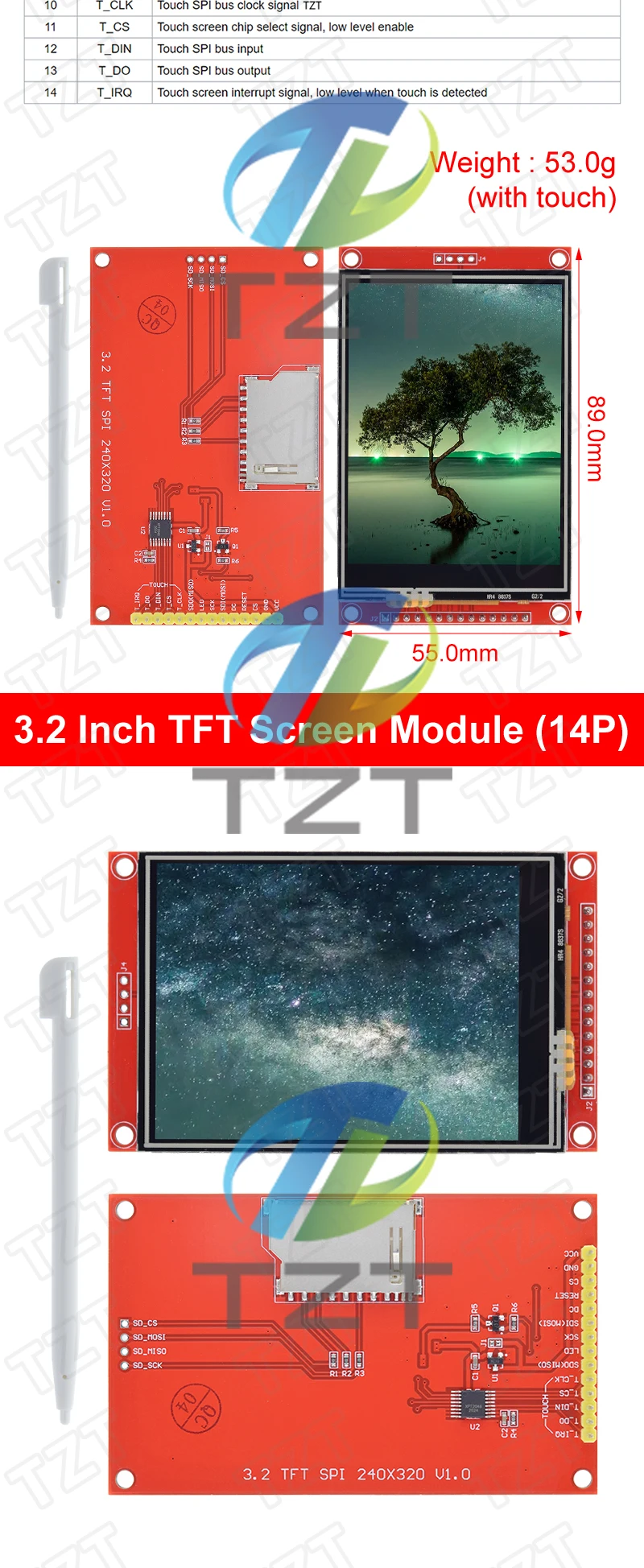 3,2" 3,2 Zoll TFT LCD Touch Screen Modul 240X320 ST7789 ILI9341 LCD Display für Arduino UNO MEGA2560 Board mit/ohne Touch – Detail 4