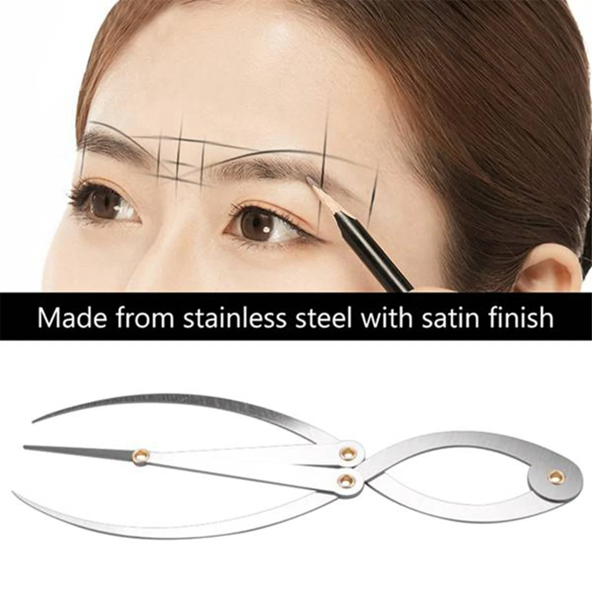 1 Pcs Mean Calipers Golden Ratio Calipers Stainless Steel Eyebrow Ruler 1:1.618 Measure Tool for Tattoo Makeup