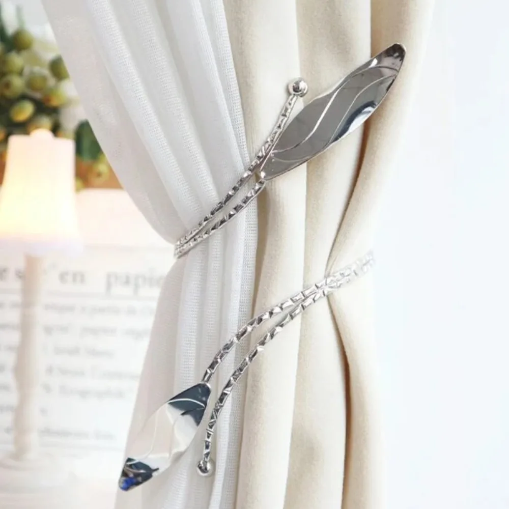 New Leaf Shape Metal Curtain Tiebacks Adjustable Clip Vintage Style Curtain Pull Hook Buckle Clip Curtains Tie Holder Home Decor
