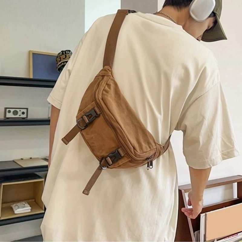 Practical Canvas Shoulder Bag For Outdoors Adjustable Strap Crossbody Bags Chest Pack Shopping Bag