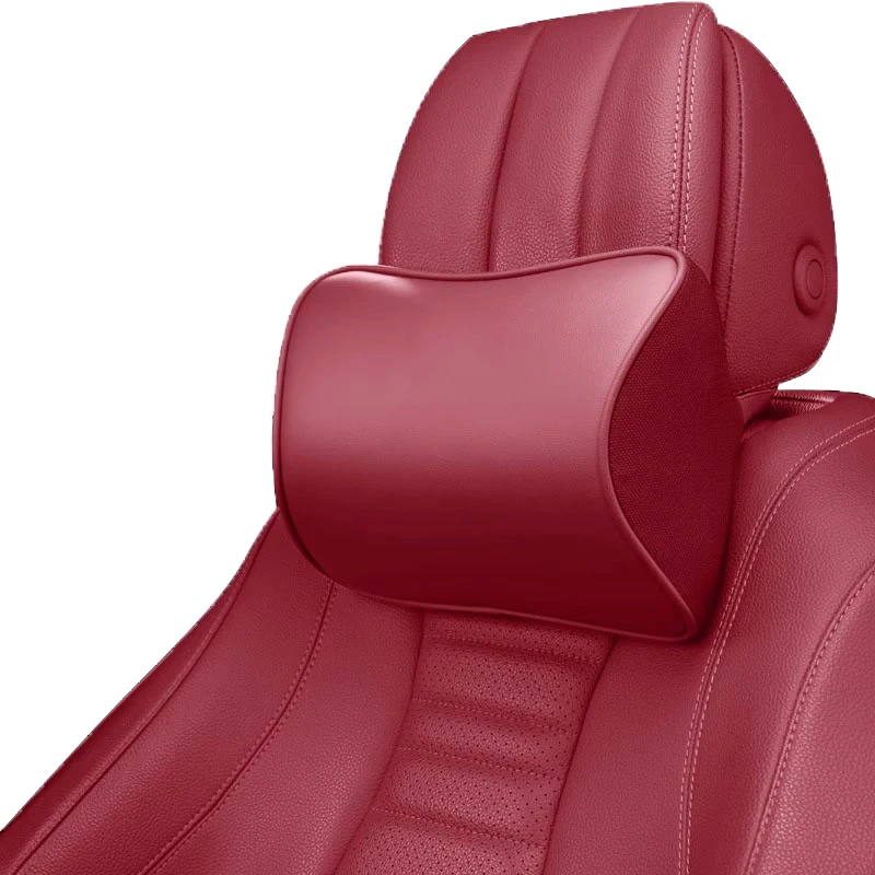 

High-grade NAPPA Leather Car Neck Pillow For Porsche Memory Foam Auto Rear Seat Back Headrest Lumbar Supports Travel Cushion