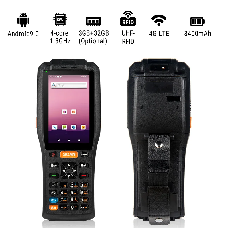 4 Inch Rugged Android 9.0 4G  QR Code Data Collector Industrial 2d Barcode Scanner 58mm Thermal Printer Terminal Pdas