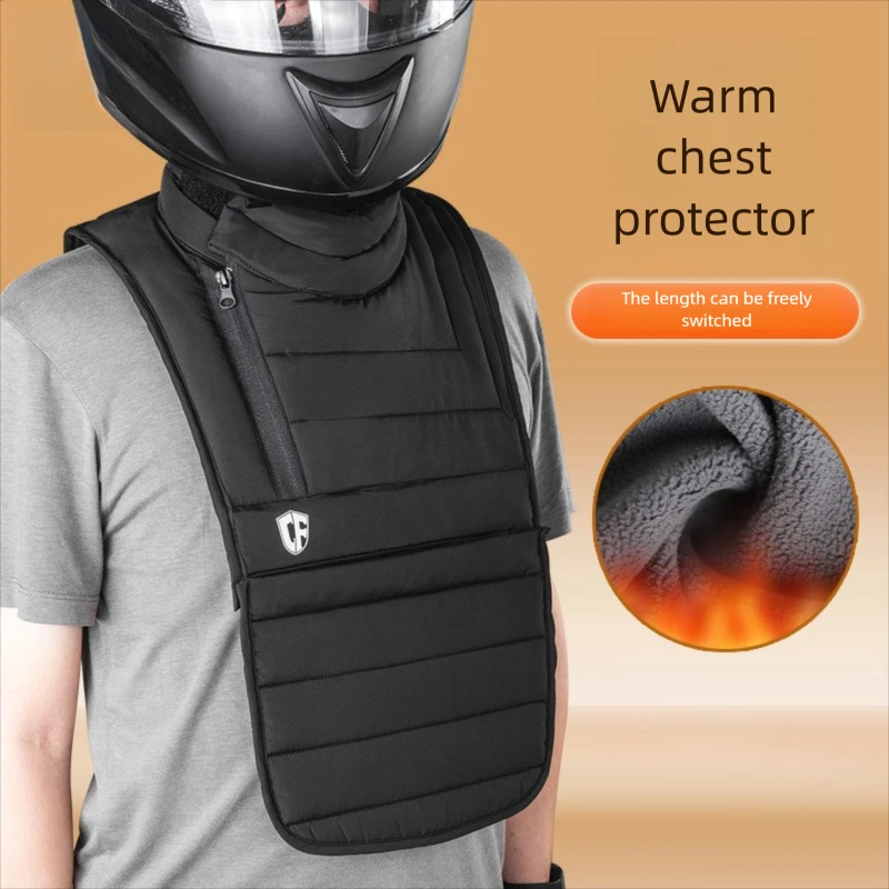 Winter Motorcycle Riding Windproof Chest Protector Detachable Warm Waterproof Cold-Proof Outdoor Skiing Head Cover Neck Gaiter
