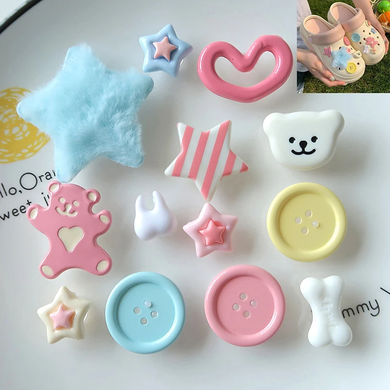 

Trendy Star Little Bear Cartoon Shoe Buckle Decorations; DIY Flower Charms