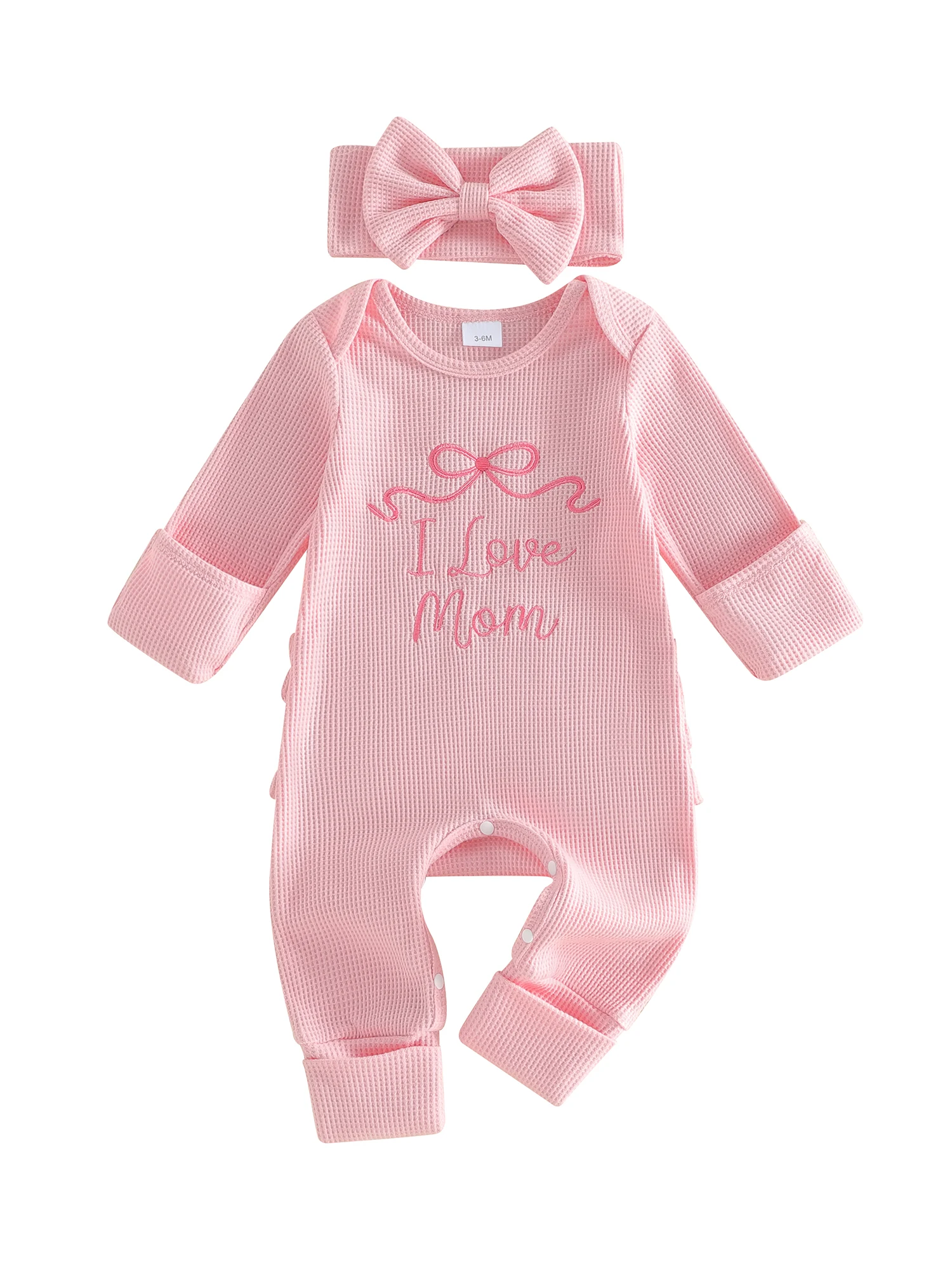 

Очаровательный комбинезон для маленьких девочек на День матери с милым бантом и подходящей повязкой на голову для стильного образа