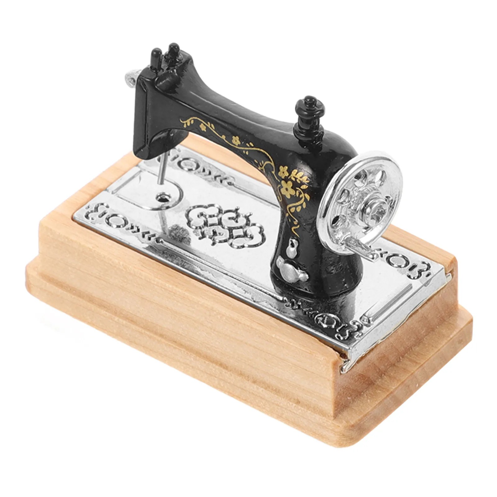 

Wooden Plastic Mini Sewing Machine Ornament for Mini House Interior Decoration Chic Realistic Craftsmanship Vibrant Colors Tiny