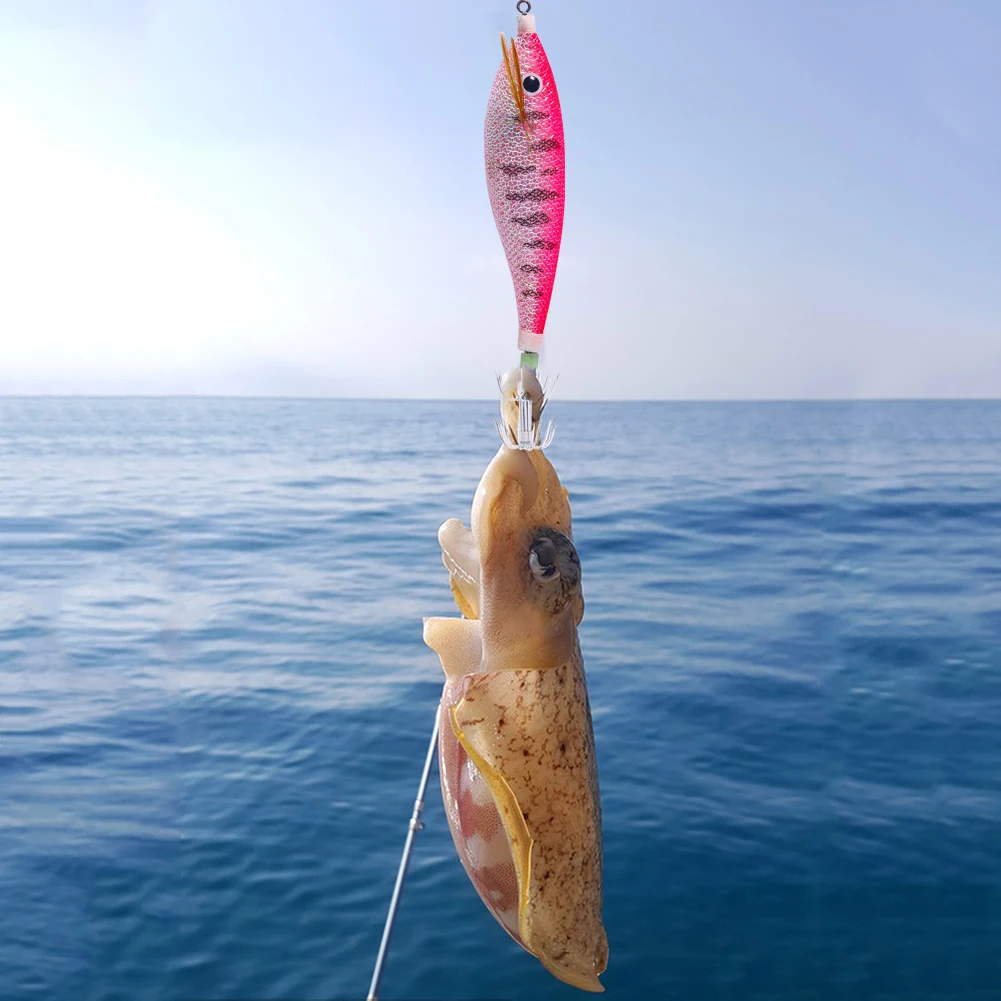 Leuchtende Tintenfischhaken, 11 cm/13,4 g, schwimmender horizontaler Tintenfisch, Trolling-Köder, künstlicher Tintenfisch, Jigging, Eging-Holzgarnelenhaken