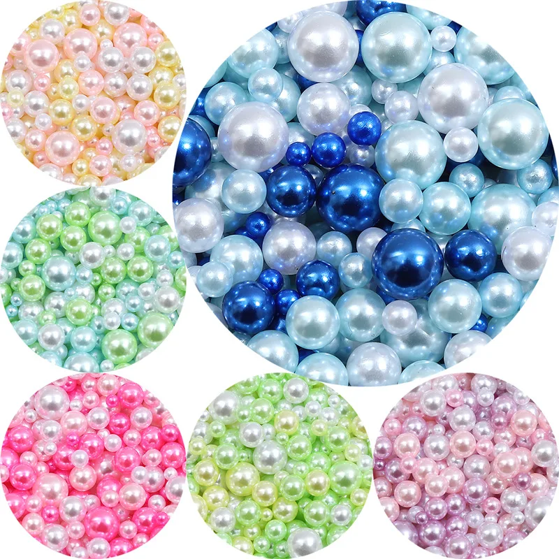 ABS non porous pearl plating with colored loose beads, handmade DIY makeup box, clothing accessories, decorative materials