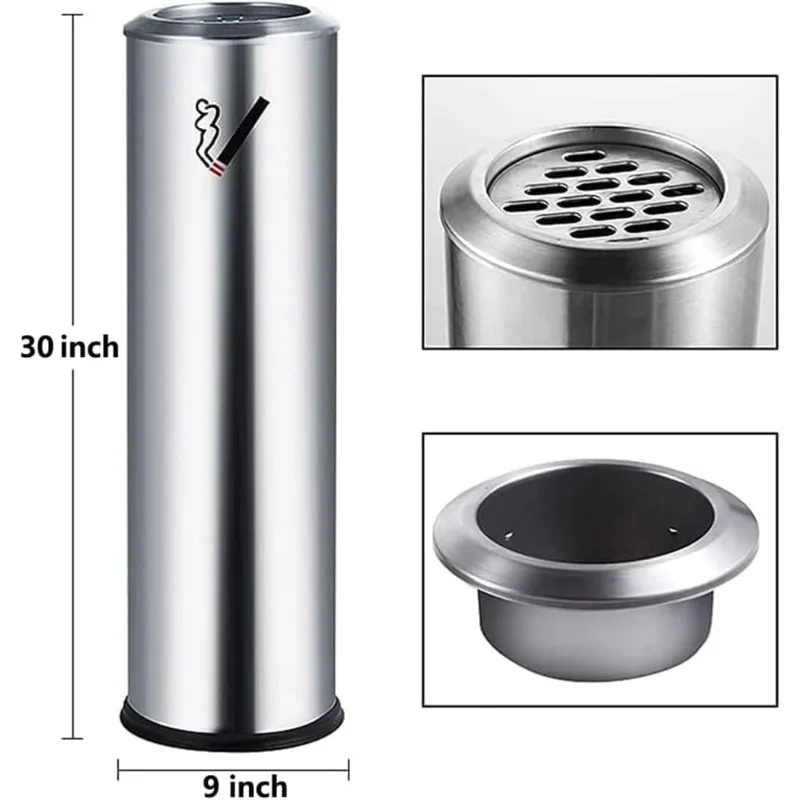 Patio Tall Outside Ashtrays for Cigarette Butt Receptacle Disposal Commercial Metal Cigar Ash Tray Container